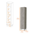 Concrete Gray 3 Broom Hangers Tall Storage Cabinet Standard 5 Or More Shelves Gray Gray Primary Living Space Wood Shelves Wood