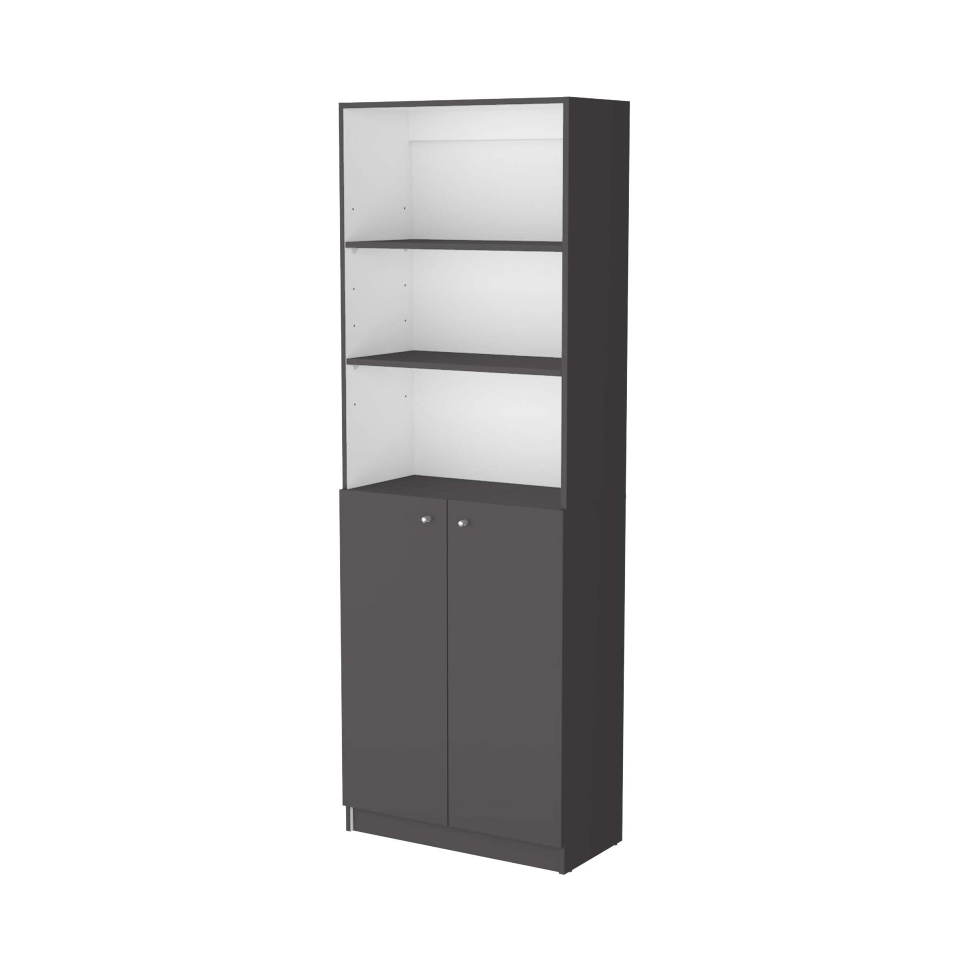 Matt Gray And White 2 Door Bookcase Grey White Primary Living Space Wood