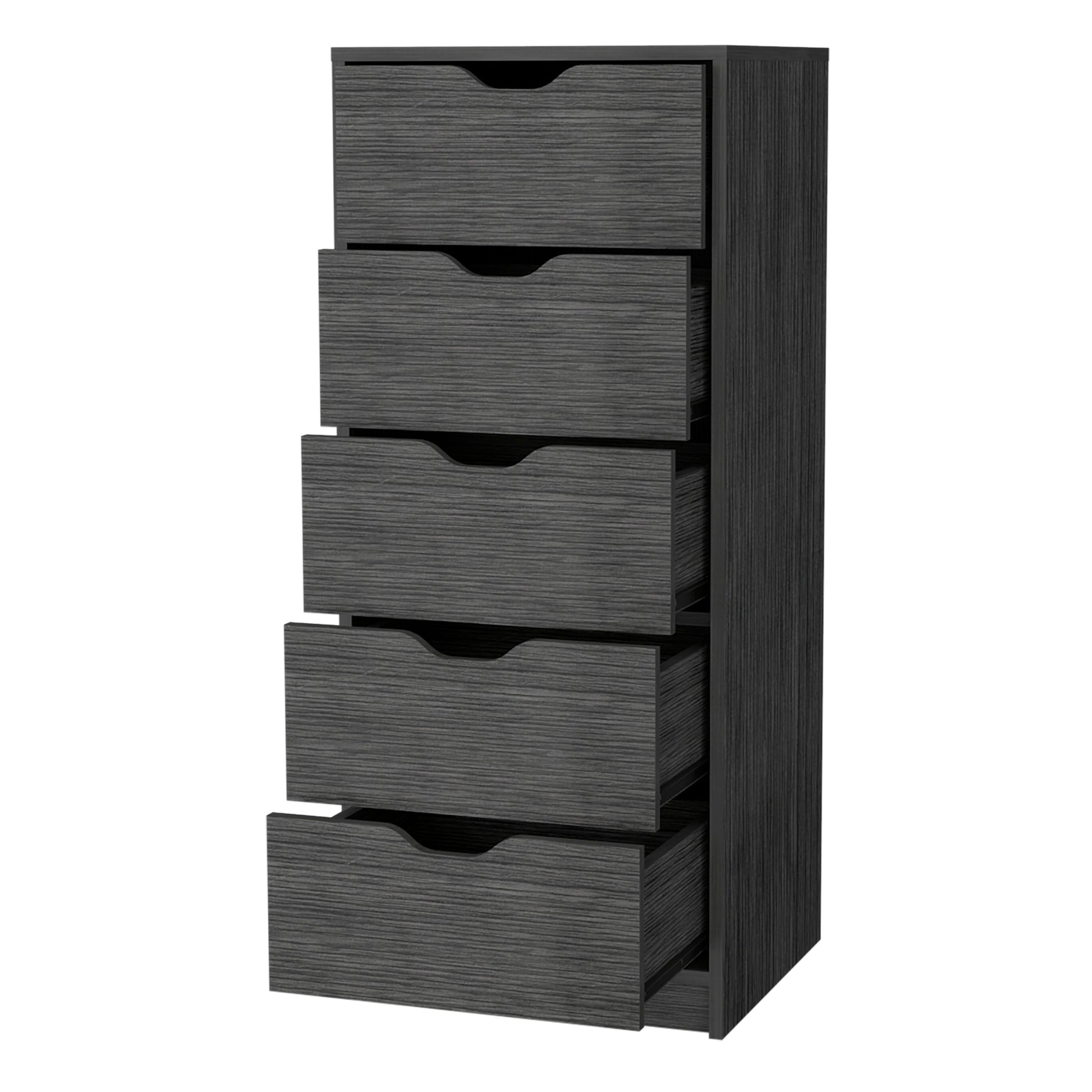 Smokey Oak 5 Narrow Drawer Dresser Gray Bedroom Wood