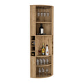 Oban Corner Bar Cabinet With Five Shelveseight Bottle Cubbies And Steamware Macadamia Light Oak Kitchen Modern Particle Board