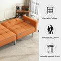 Orisfur. Linen Upholstered Modern Convertible Folding Futon Sofa Bed For Compact Living Space, Apartment, Dorm Orange Foam Linen