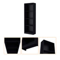 Black Tier Storage Shelves Bookcase 4 Black Standard Horizontal Primary Living Space Closed Back Wood Wood