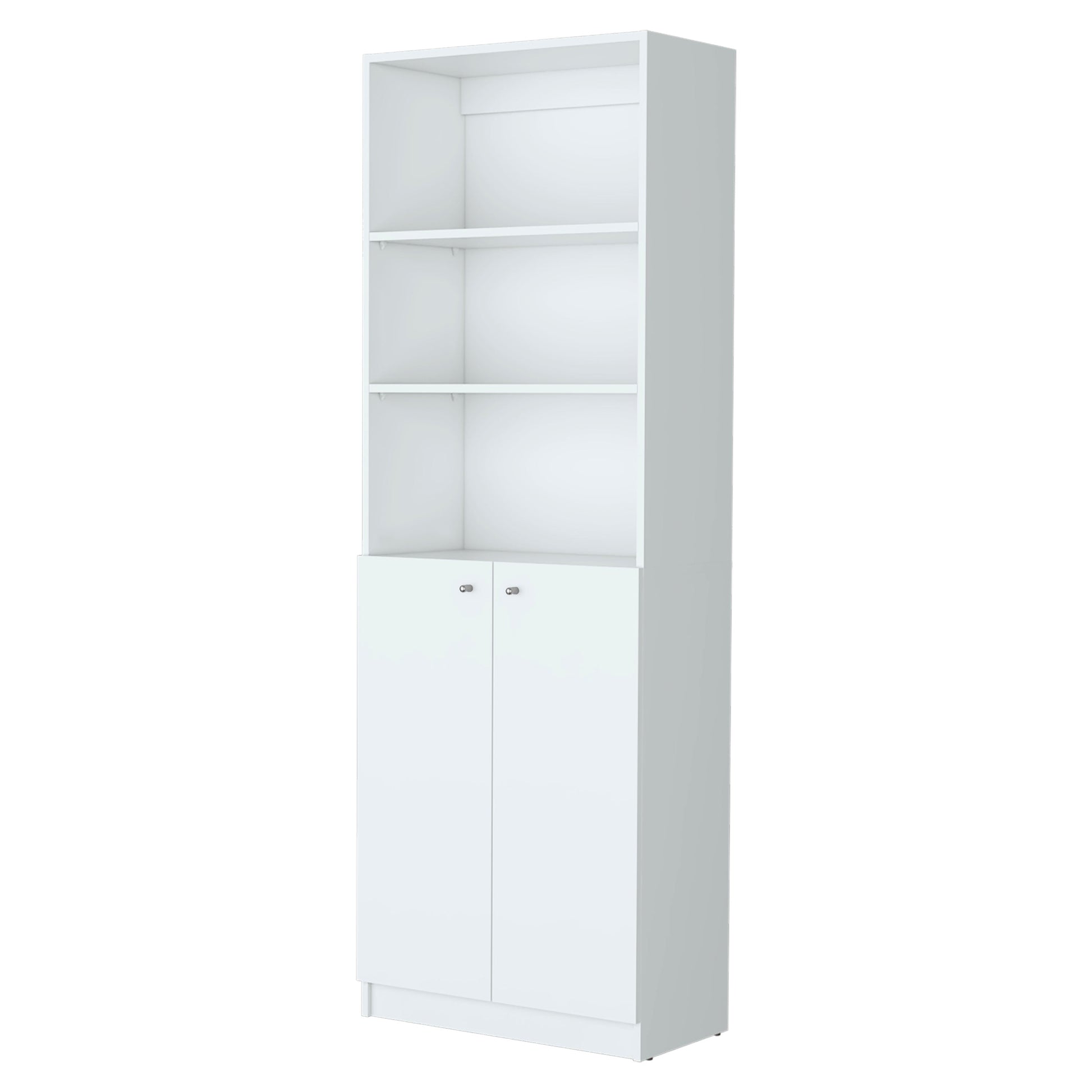 Zachary White 2 Door Bookcase 3 White White Standard Horizontal Primary Living Space Closed Back Wood With Doors Wood