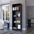 Black Tier Storage Shelves Bookcase 4 Black Standard Horizontal Primary Living Space Closed Back Wood Wood