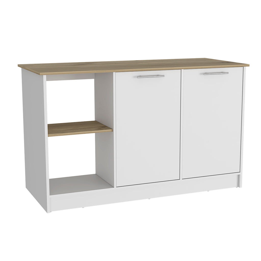 Juniper Kitchen Island, Four Open Shelves, Two -