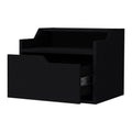 Black Dual Shelf Display Floating Nightstand Black 1 Drawer Bedroom Floating Easy Assembly Black Wood