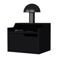 Black Dual Shelf Display Floating Nightstand Black 1 Drawer Bedroom Floating Easy Assembly Black Wood