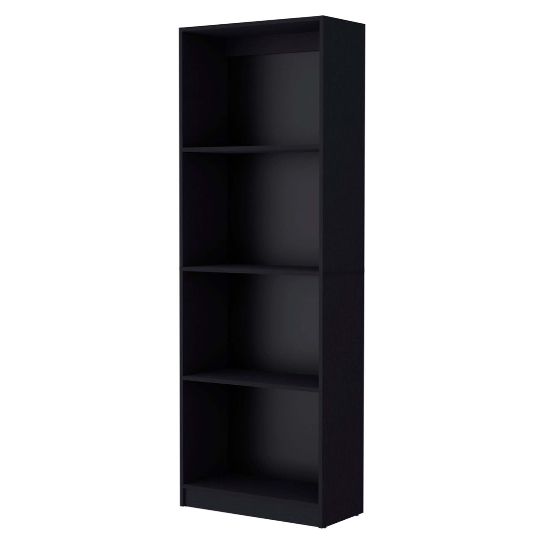 Black Tier Storage Shelves Bookcase 4 Black Standard Horizontal Primary Living Space Closed Back Wood Wood