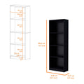 Black Tier Storage Shelves Bookcase 4 Black Standard Horizontal Primary Living Space Closed Back Wood Wood