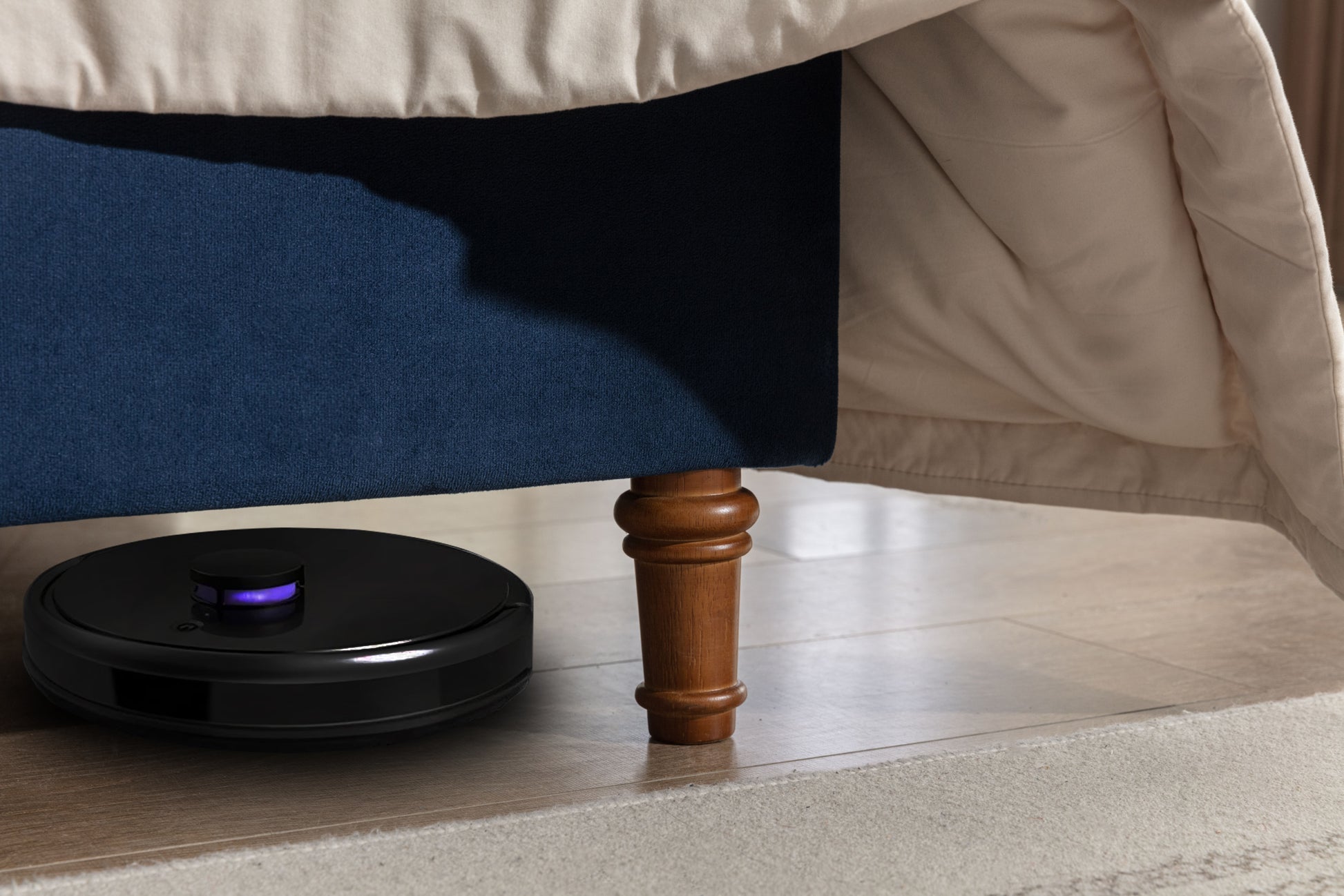 Peyton Upholstered Queen Bed 54" High Headboard Traditional Hand Buttoned Tufting Trim Wingback No Box Spring Needed Easy Assembly Blue Velvet Box Spring Not Required Queen Blue Brown Metal Bedroom Classic,European,Modern,Traditional Oak Bed Frame Foam