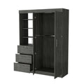 Smokey Oak 3 Tier Shelf Armoire Gray Bedroom Wood