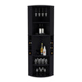 Oban Corner Bar Cabinet With Five Shelveseight Bottle Cubbies And Steamware Black Black Kitchen Modern Particle Board