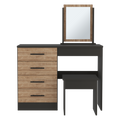 Kaia Makeup Vanity, Four Drawers, One Mirror, Stool Black Pine Multicolor Drawer 4 Drawers Bedroom Shelf Modern Mirror Included Particle Board Particle Board