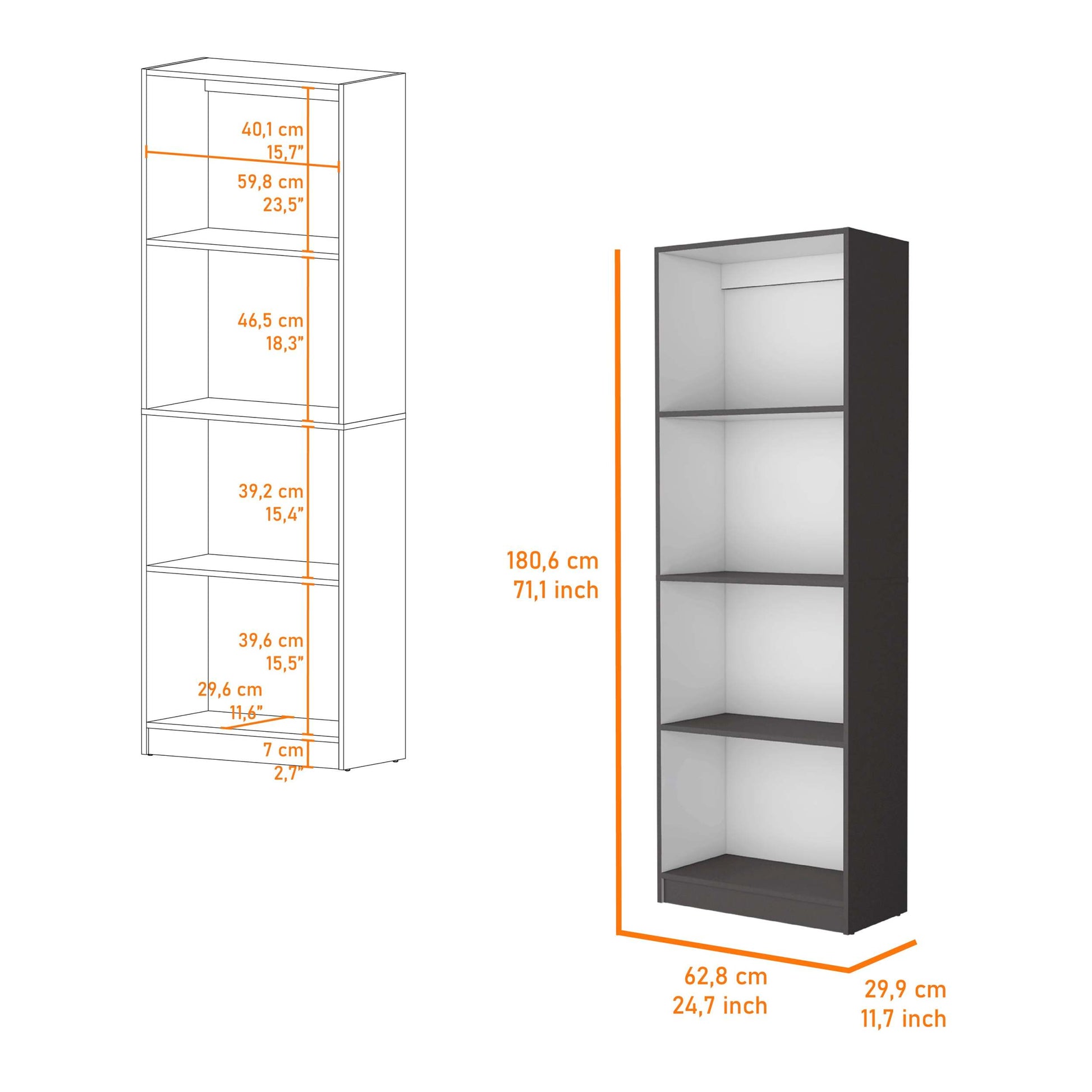 Zachary Matt Gray And White Tier Storage Shelves Bookcase 4 Grey White Standard Horizontal Primary Living Space Closed Back Wood Wood