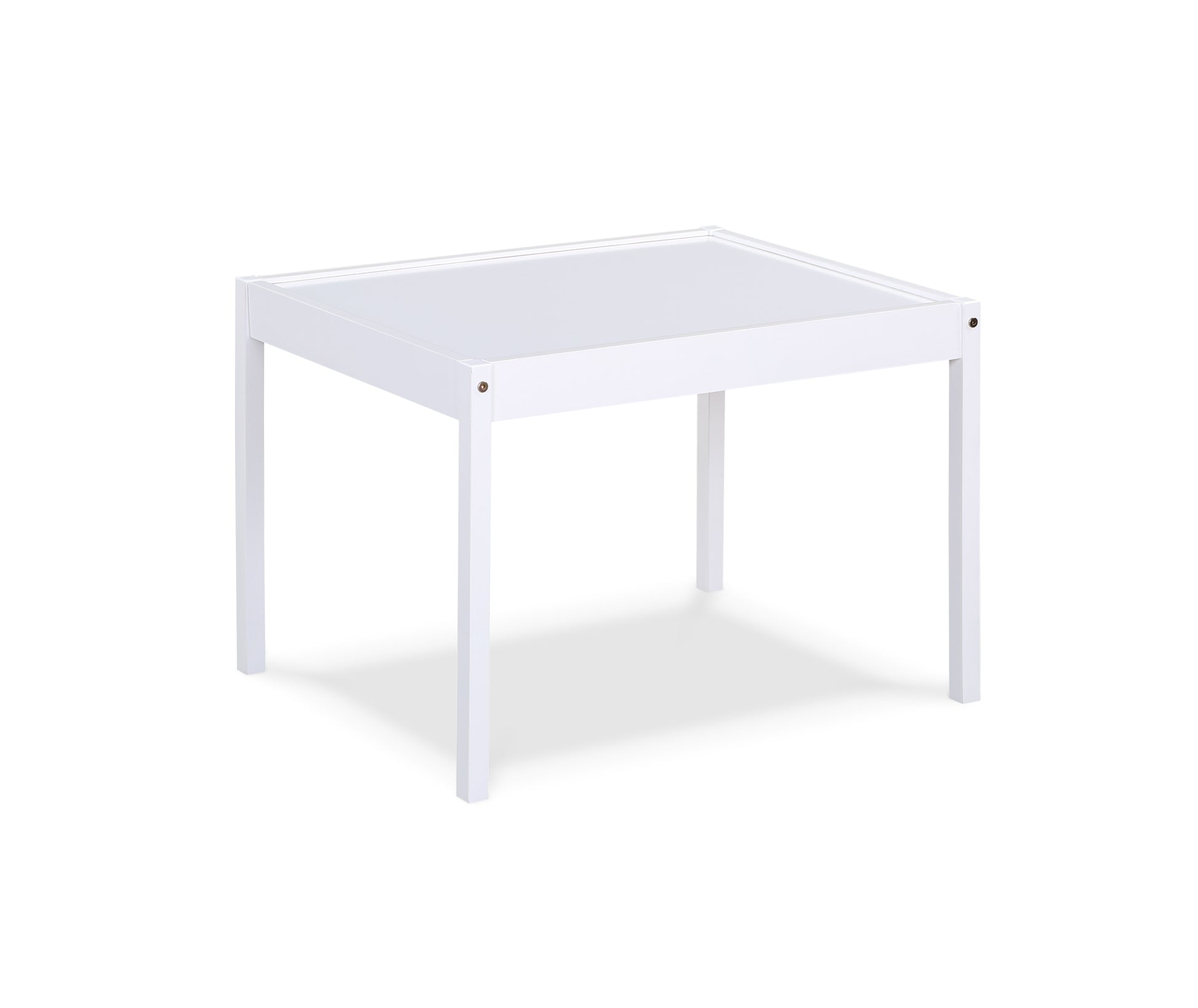 Della 3 Piece Solid Wood Kids Table & Two Chair Set, White White Rubberwood Wood