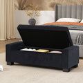 Storage Ottoman Dark Blue Fabric