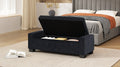 Storage Ottoman Dark Blue Fabric