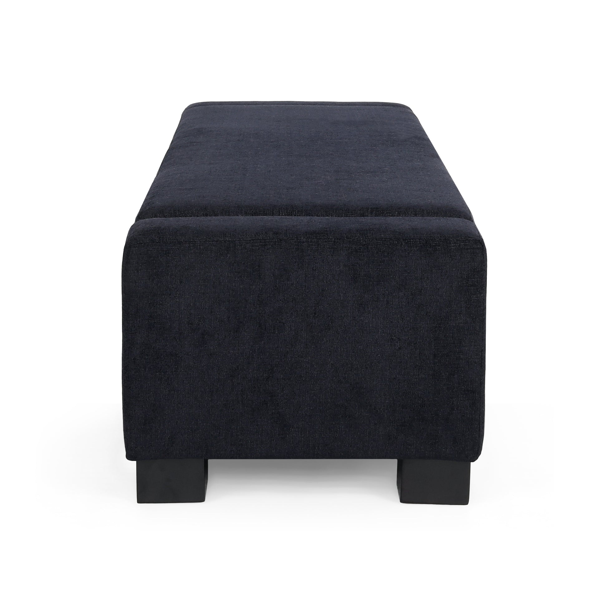 Storage Ottoman Dark Blue Fabric