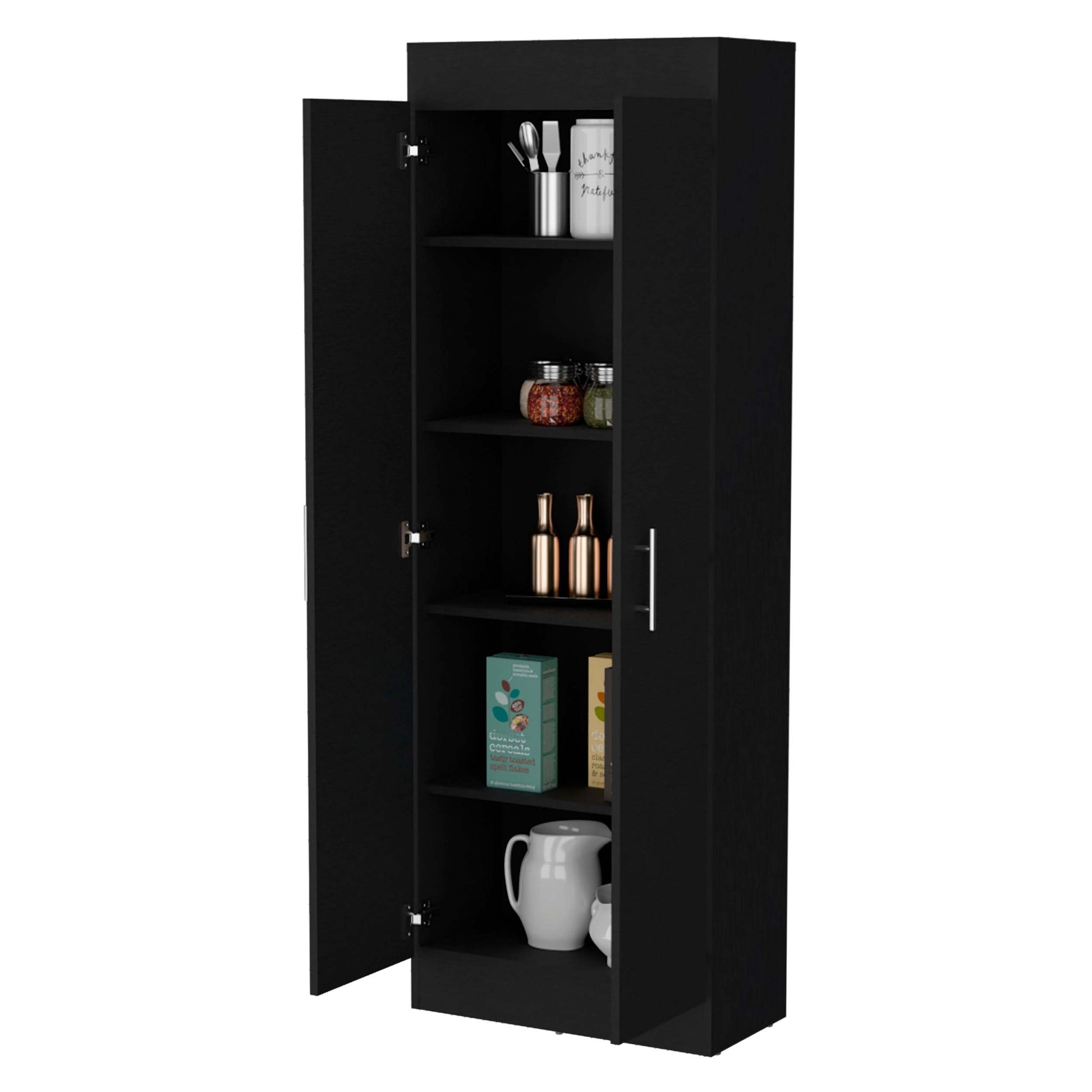 Olivia Black 5 Shelf Storage Pantry Cabinet -