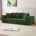 88.97Inch Corduroy Sofa With 5 Matching Toss Pillows, Sleek Design, Spacious And Comfortable 3 Seater Couch For Modern Living Room,Green. Green Corduroy 3 Seat