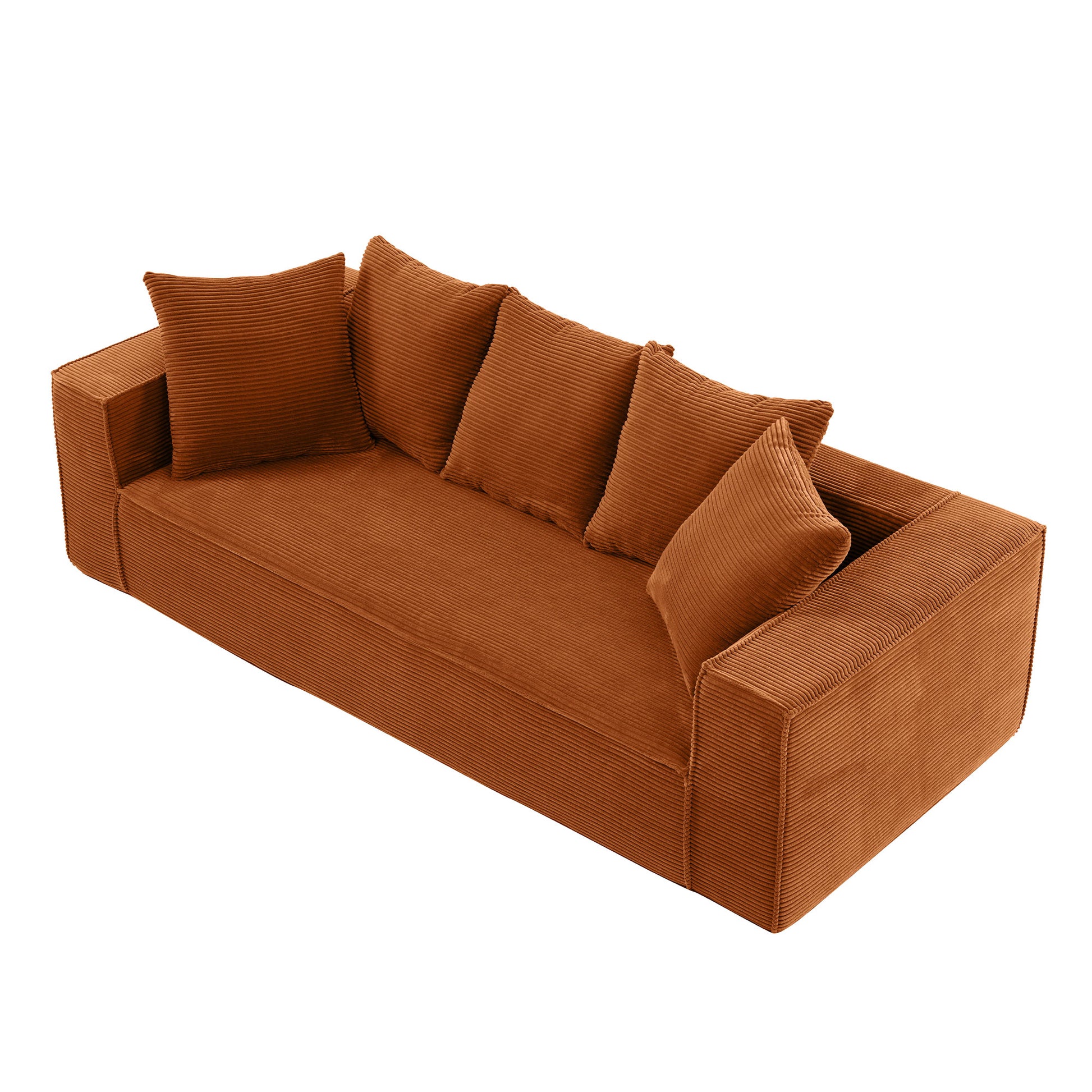 88.97Inch Corduroy Sofa With 5 Matching Toss Pillows Sleek Design Spacious And Comfortable 3 Seater Couch For Modern Living Room,Orange Orange Corduroy 3 Seat