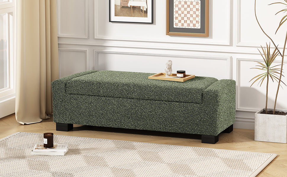 Storage Ottoman Blackish Green Fabric
