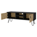 Black And Macadamia Hairpin Legs Tv Rack Black Natural Primary Living Space 40 49 Inches 40 49 Inches 50 Inches Wood