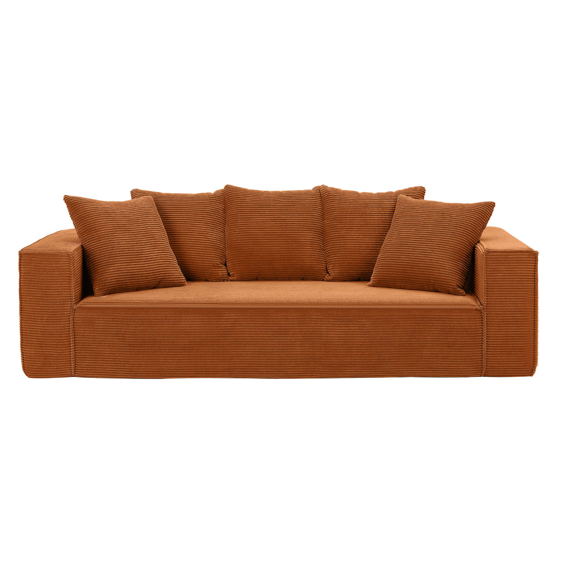 88.97Inch Corduroy Sofa With 5 Matching Toss Pillows Sleek Design Spacious And Comfortable 3 Seater Couch For Modern Living Room,Orange Orange Corduroy 3 Seat