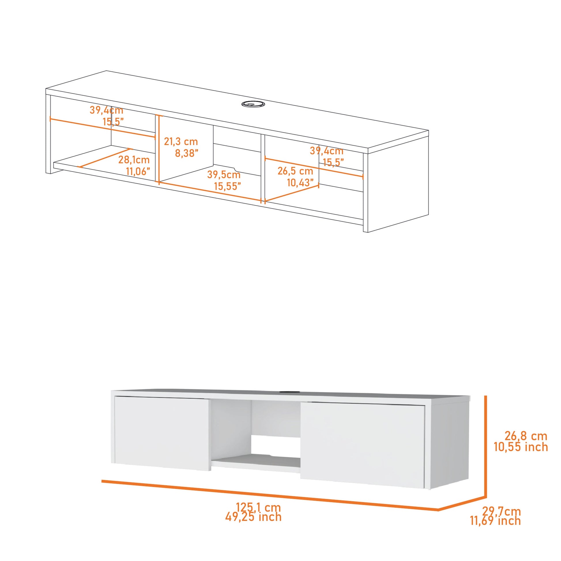 White 2 Door Floating Tv Stand White White Primary Living Space 40 49 Inches 40 49 Inches Wood