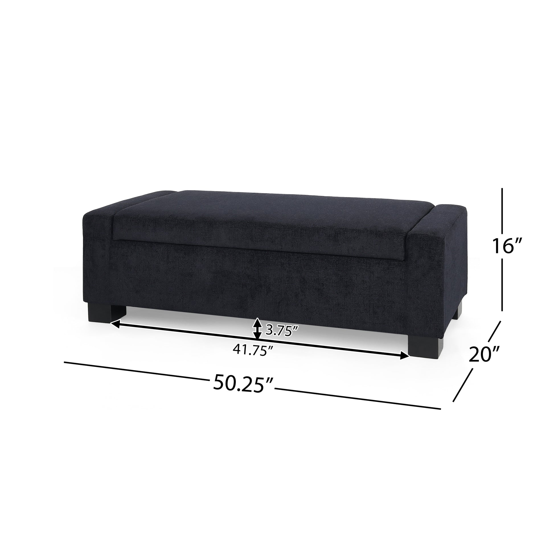 Storage Ottoman Dark Blue Fabric