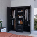 Black All In One 2 Door Armoire Black Bedroom Wood