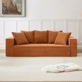 88.97Inch Corduroy Sofa With 5 Matching Toss Pillows Sleek Design Spacious And Comfortable 3 Seater Couch For Modern Living Room,Orange Orange Corduroy 3 Seat