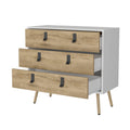 White And Macadamia 3 Drawer Dresser White Natural Bedroom Wood