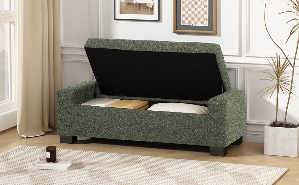 Storage Ottoman Blackish Green Fabric