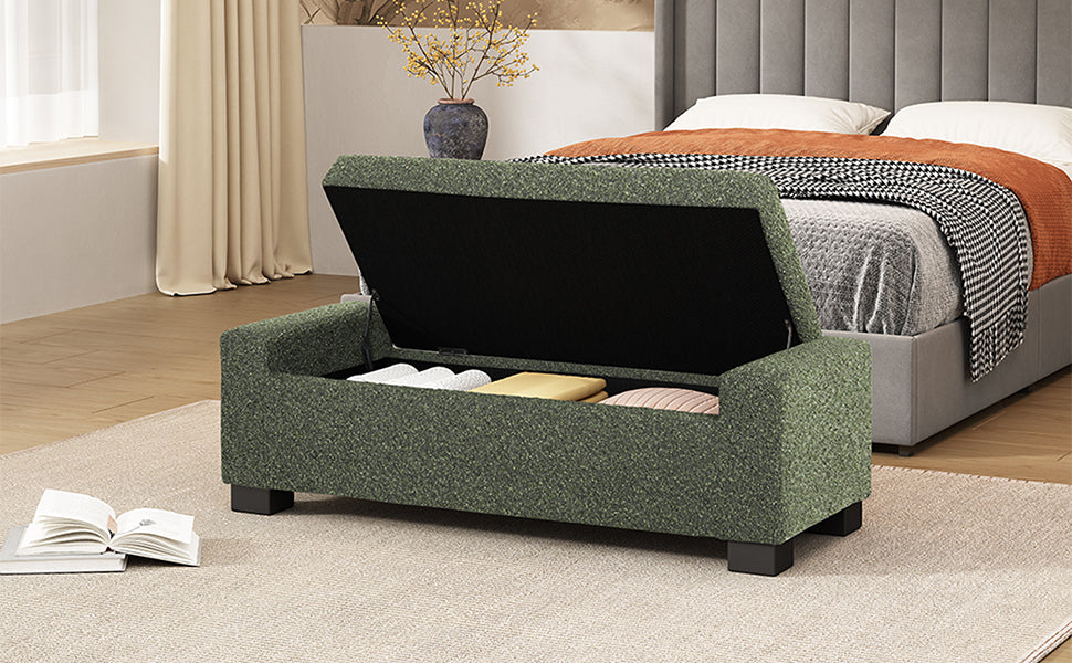 Storage Ottoman Blackish Green Fabric