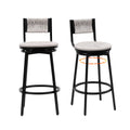 Gray Set Of 2 Counter Height Bar Stools With Footrest Swivel Hand Weaving Dining Chairs Farmhouse Armless Kitchen Barstools Gray Metal Gray Kitchen Powder Coated Round Dry Clean Farmhouse Bar Stools Set Of 2 Paper Rope