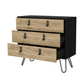 Black And Macadamia 3 Drawer Dresser Black Natural Bedroom Wood