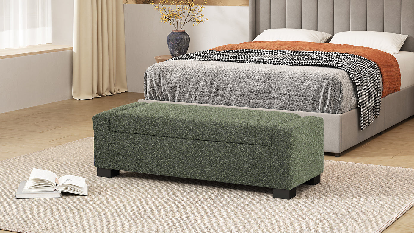 Storage Ottoman Blackish Green Fabric