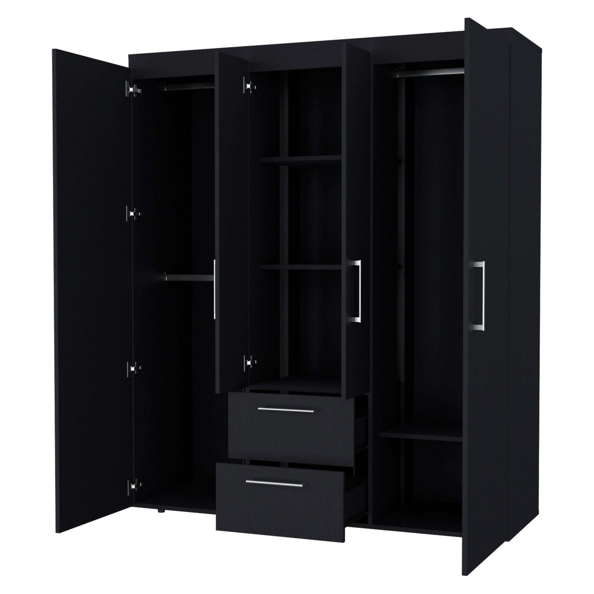 Black All In One 2 Door Armoire Black Bedroom Wood