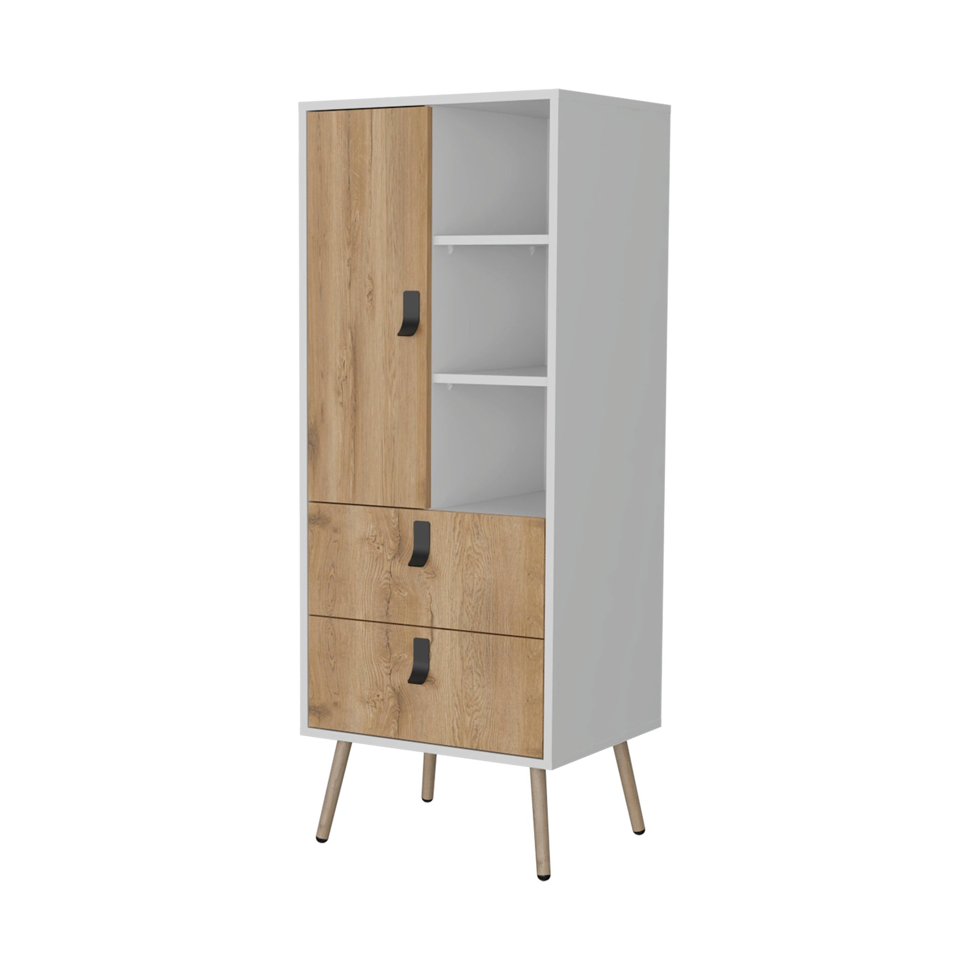 White And Macadamia 2 Drawer Tall Dresser White Natural Bedroom Wood