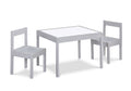 Gibson 3 Piece Dry Erase Kids Table & Two Chair Set, Gray Gray Rubberwood Wood