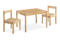 Della 3 Piece Solid Wood Kids Table & Two Chair Set, Natural Natural Rubberwood Wood