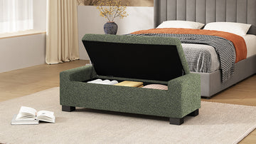 Storage Ottoman Blackish Green Fabric