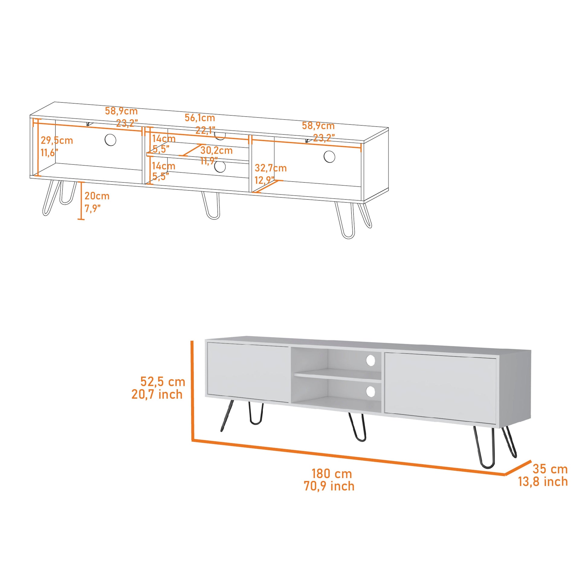 White Hairpin Leg Tv Rack White White Primary Living Space 50 59 Inches 50 59 Inches 55 Inches Wood