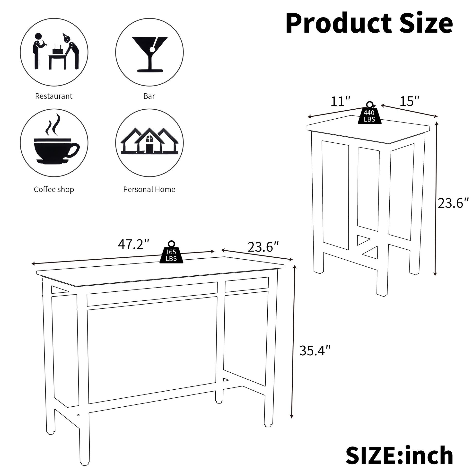 5 Piece Modern Kitchen Table With Four Bar Stools Bar Table Set 5Pc,Metal Frame And Mdf, White Oak,47.5'' L X 23.7'' W X 35.5'' H. White Oak White Seats 4 Dining Room Industrial,Mid Century Modern,Modern,Rustic Mdf