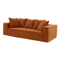 88.97Inch Corduroy Sofa With 5 Matching Toss Pillows Sleek Design Spacious And Comfortable 3 Seater Couch For Modern Living Room,Orange Orange Corduroy 3 Seat