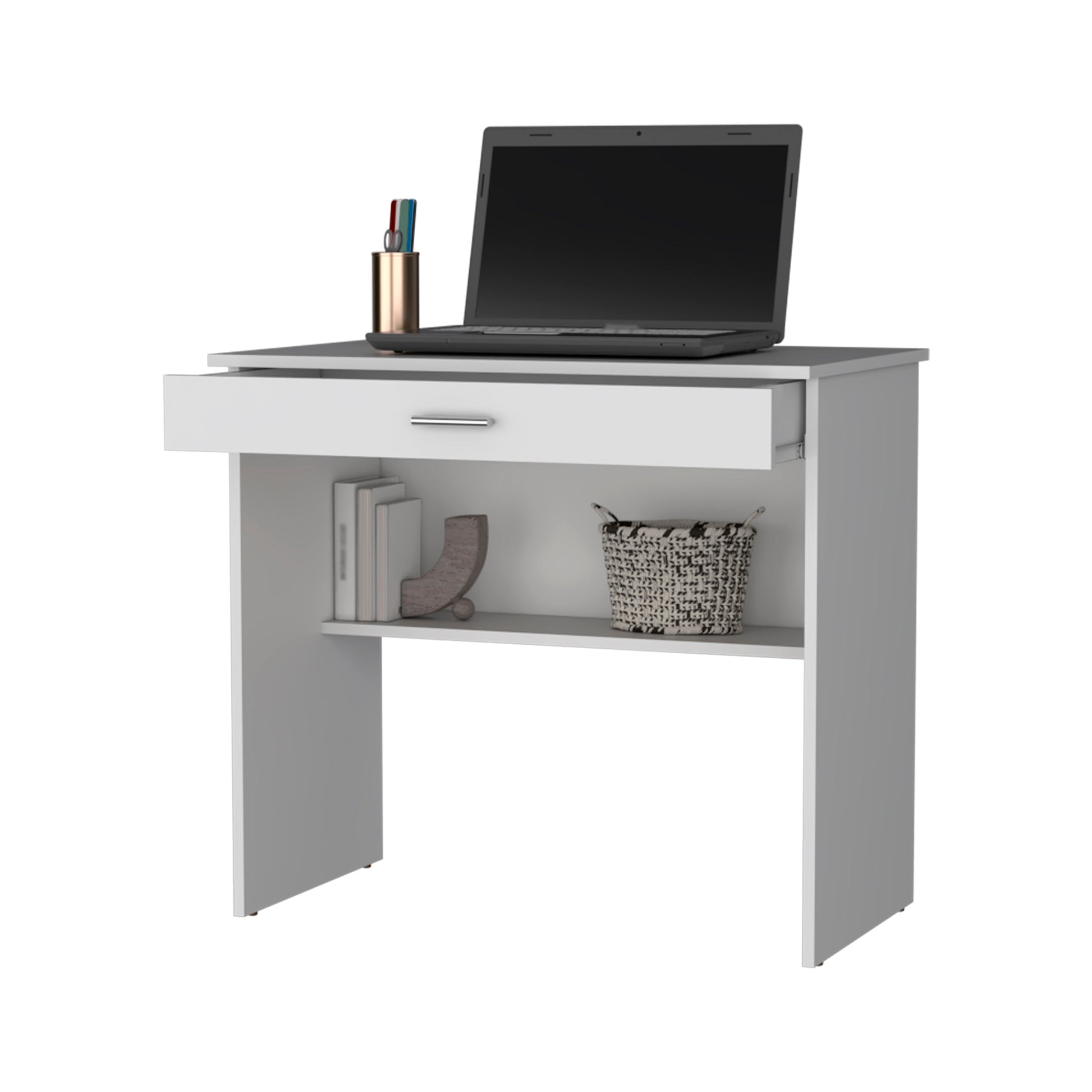 White Storage Desk With Drawer And Shelf White White Computer Desk Office Freestanding Rectangular Drawers Desk Wood