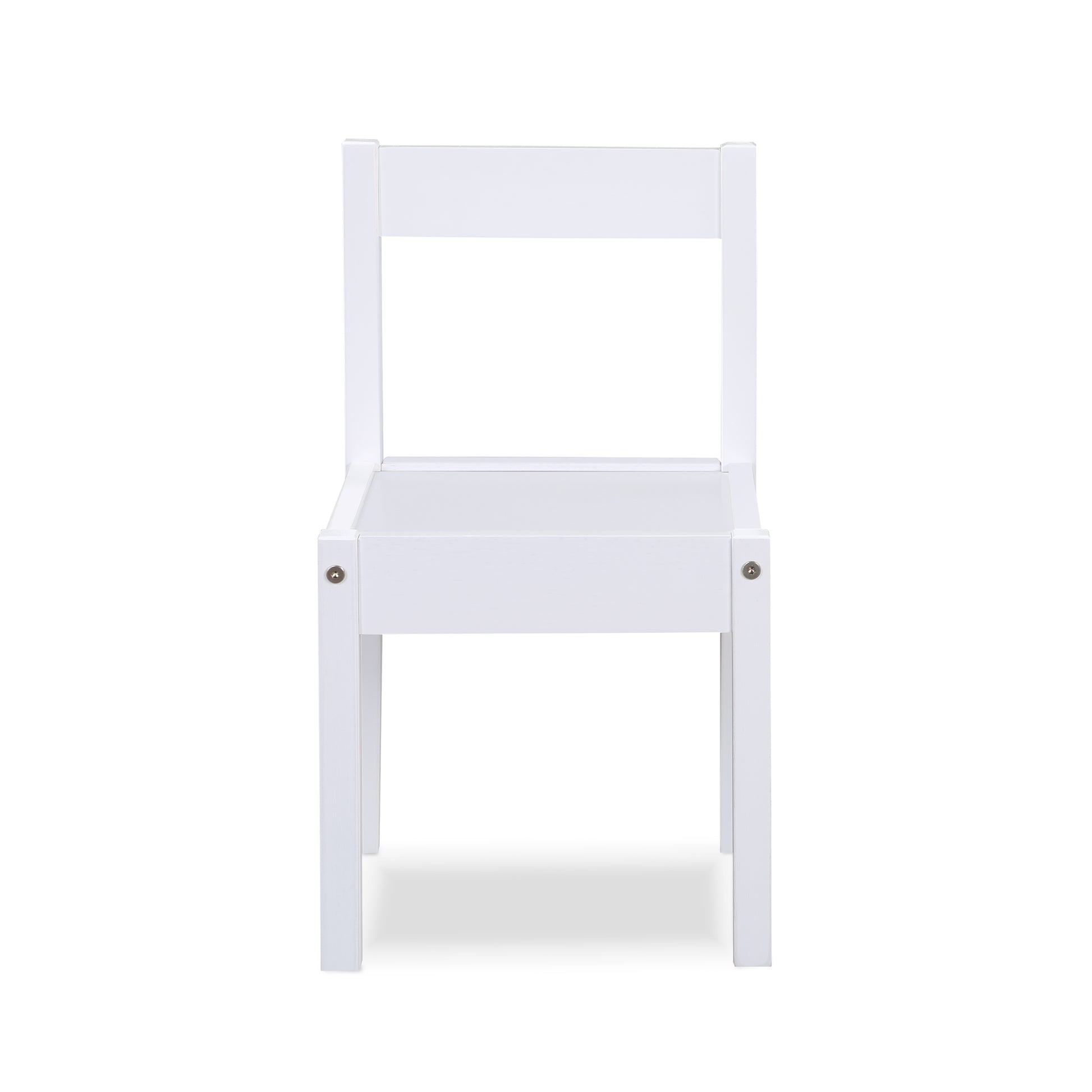 Della 3 Piece Solid Wood Kids Table & Two Chair Set, White White Rubberwood Wood