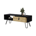 Black And Macadamia Hairpin Legs Coffee Table Black Natural Primary Living Space Rectangular Open Storage Coffee & End Tables Rectangular Wood Hairpin