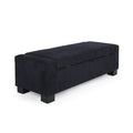 Storage Ottoman Dark Blue Fabric